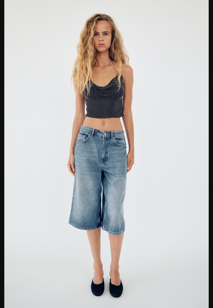 Тюлевый топ-кроп с камнями-стразами ZARA 5063/821