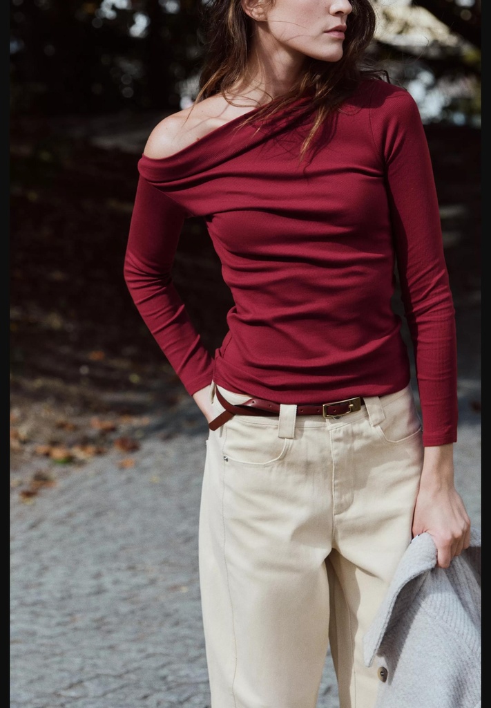 Асимметричная футболка в рубчик ZARA 4174/699-4