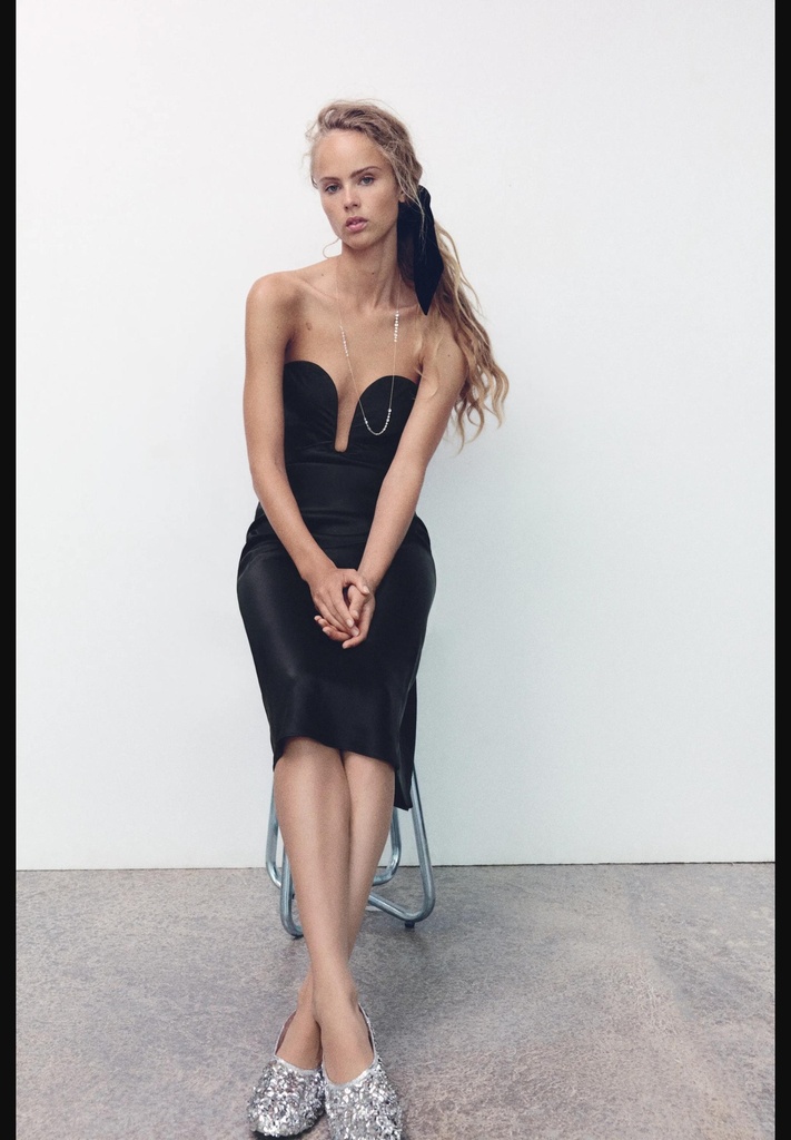 Безбретельное атласное платье ZARA 2488/868
