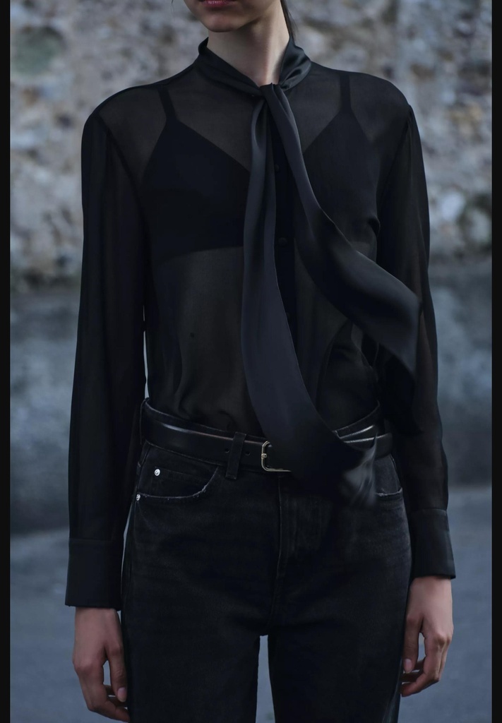 Блузка с атласной отделкой и завязками ZARA 3666/162