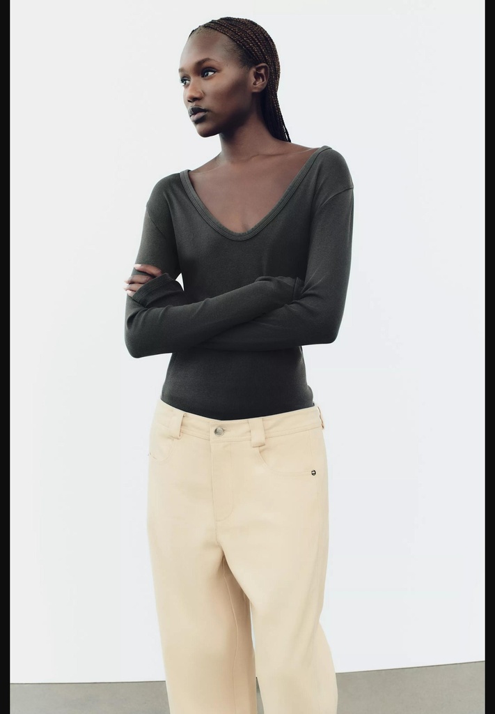 Выцветшая футболка в рубчик ZARA 4174/675-2