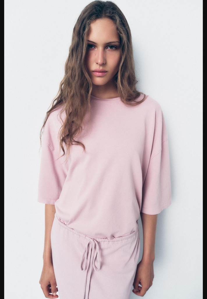 Выцветшая хлопчатобумажная футболка ZARA 0858/451