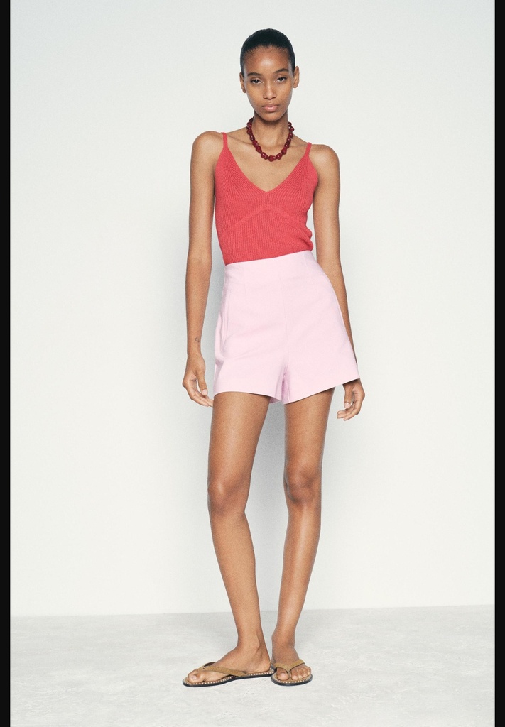 Двухслойные шорты-бермуды из ткани с завышенной талией ZARA 1478/036