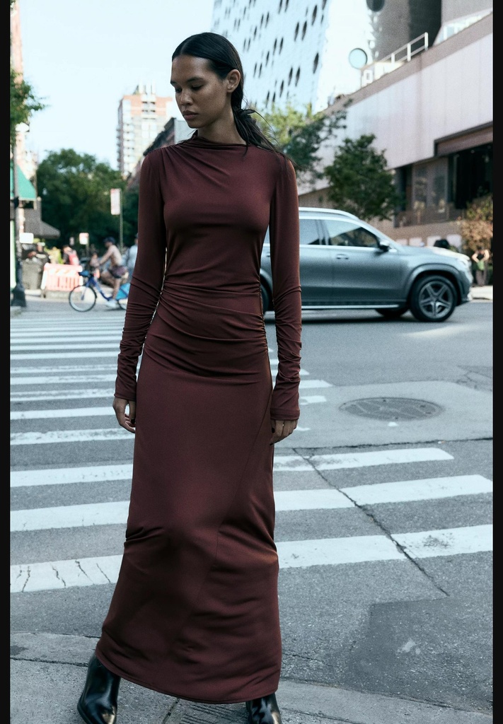 Длинное драпированное платье ZARA 2180/258