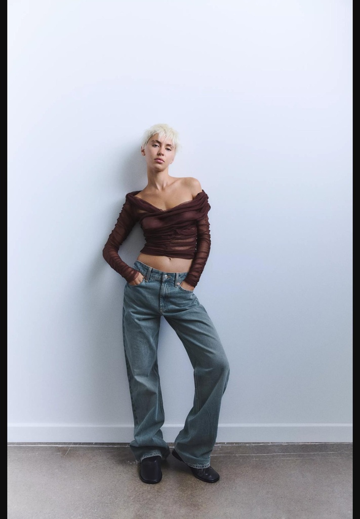 Драпированный топ с запахом из 100% шелка ZARA 3183/223