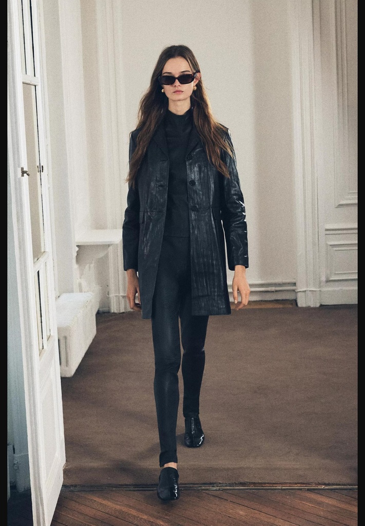 Кожаное пальто из мятой коллекции zw collection ZARA 3436/240