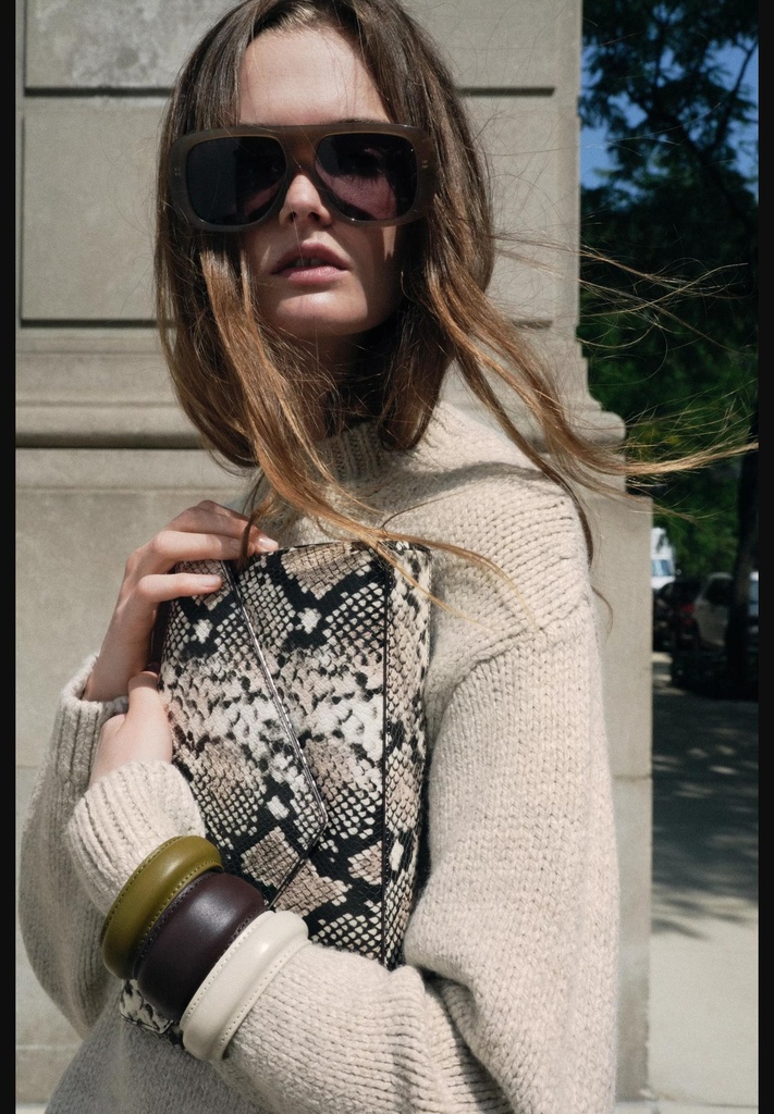 Кожаный клатч с животным принтом ZARA 2188/201