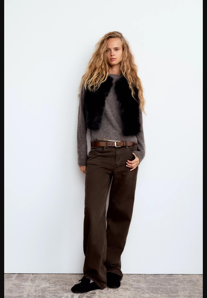 Короткий жилет из искусственного меха ZARA 1255/799
