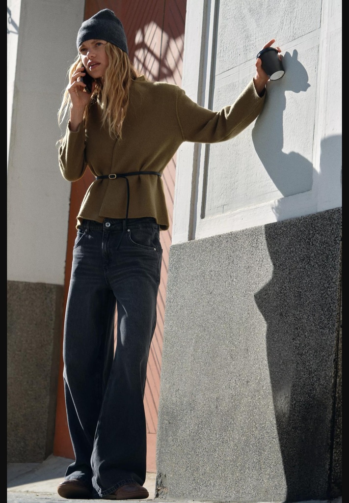 Куртка с поясом из 100% шерсти ZARA 2893/122