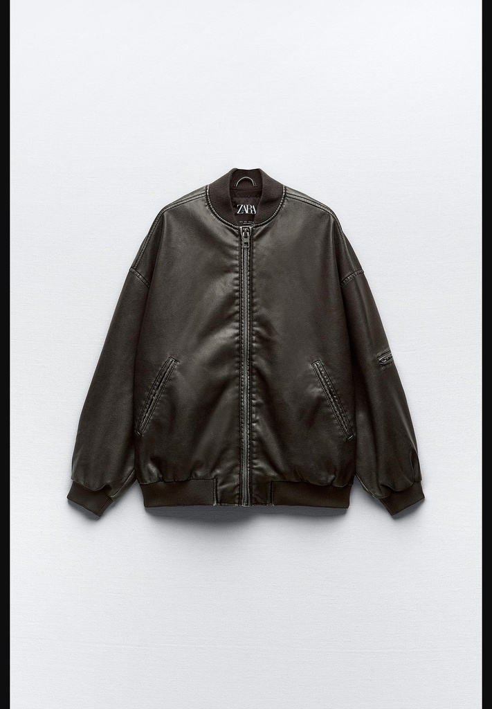 Куртка-бомбер oversize с эффектом потертой кожи оверсайз ZARA 4341/728