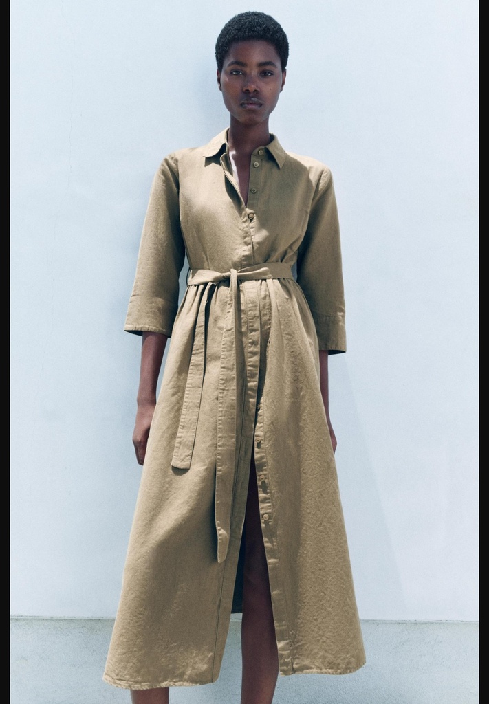 Миди-платье из льняной смеси коллекции zw collection ZARA 2183/247