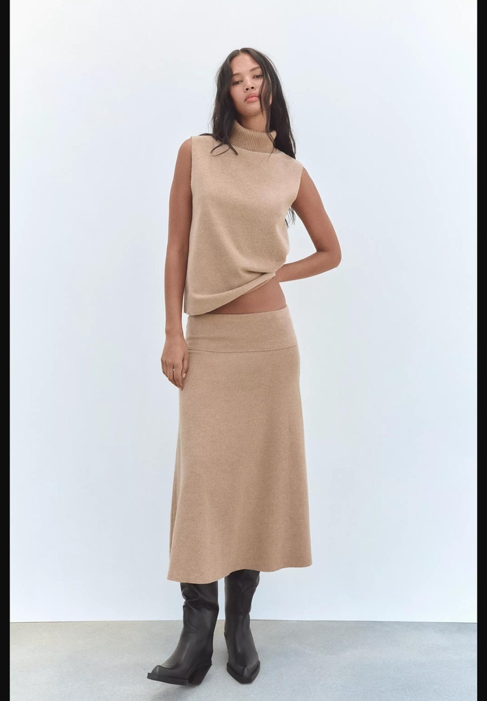 Мягкая объемная юбка миди ZARA 5039/379-2