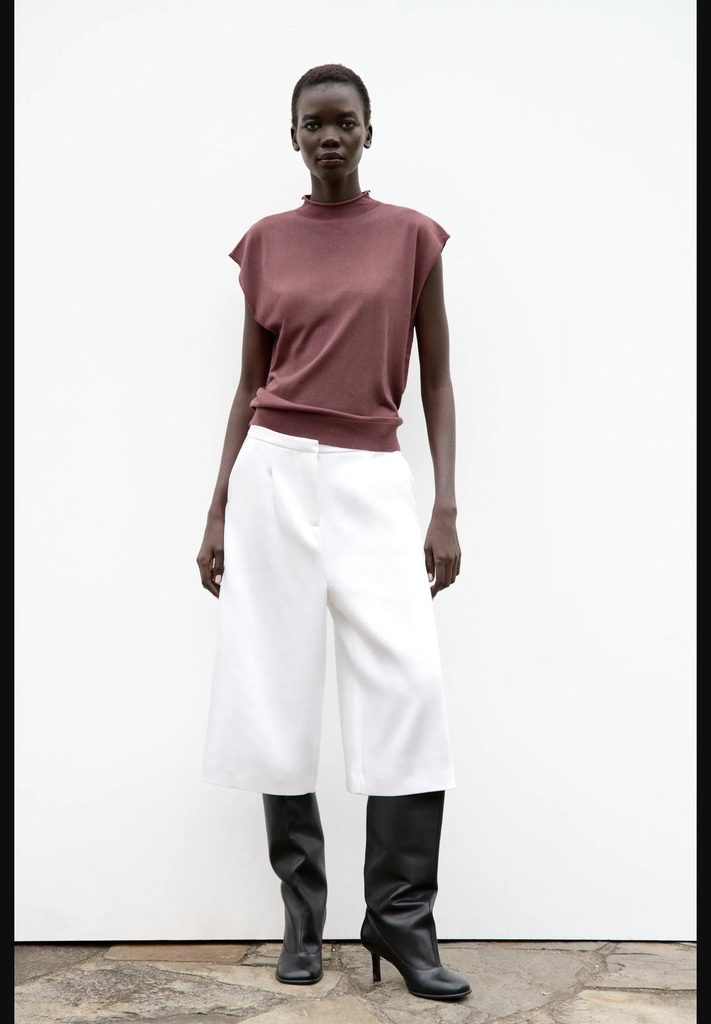 Однотонный вязаный топ без рукавов ZARA 2142/101