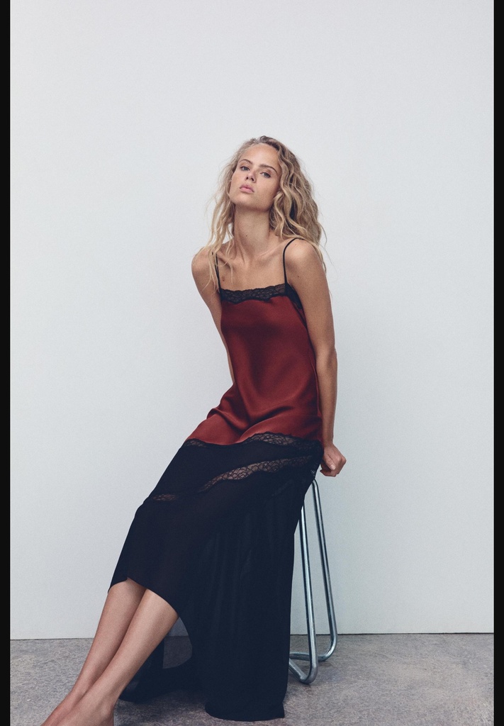 Платье-комбинация с контрастным кружевом ZARA 1067/912