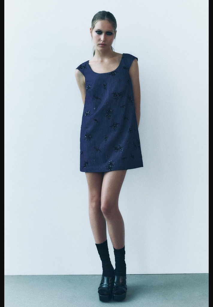 Расшитое бисером джинсовое платье из джинсовой ткани zw collection ZARA 4786/254