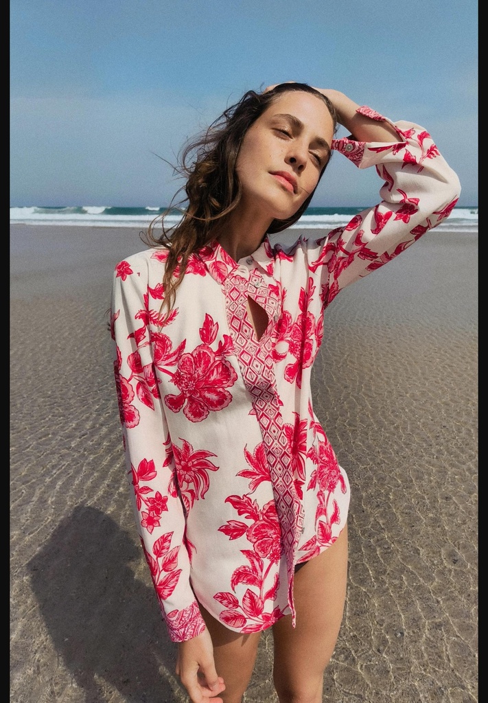 Рубашка с греческим цветочным принтом ZARA 5029/154