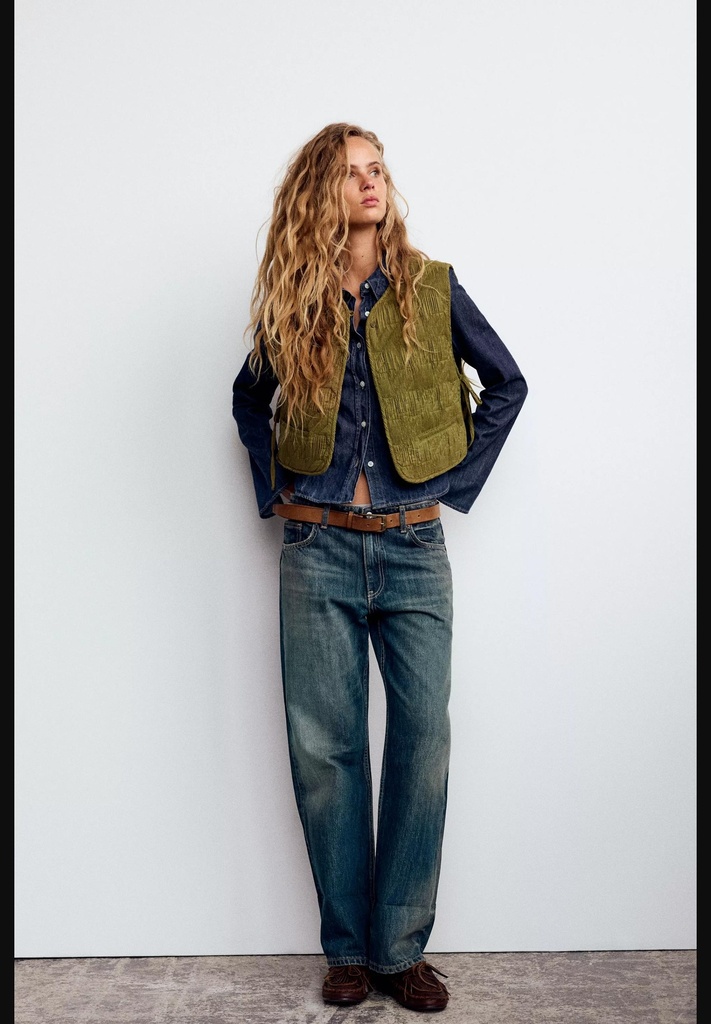 Стеганый жилет с завязкой ZARA 4391/790