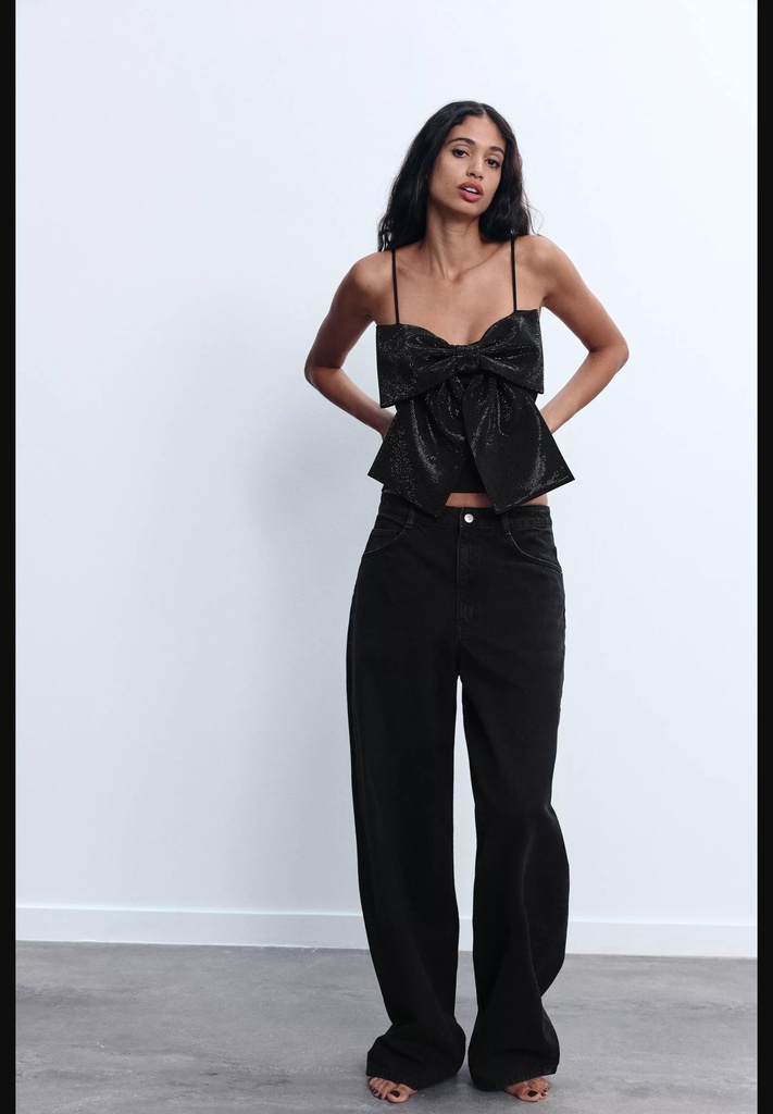 Укороченный топ с бантиком на бретельках ZARA 4772/126