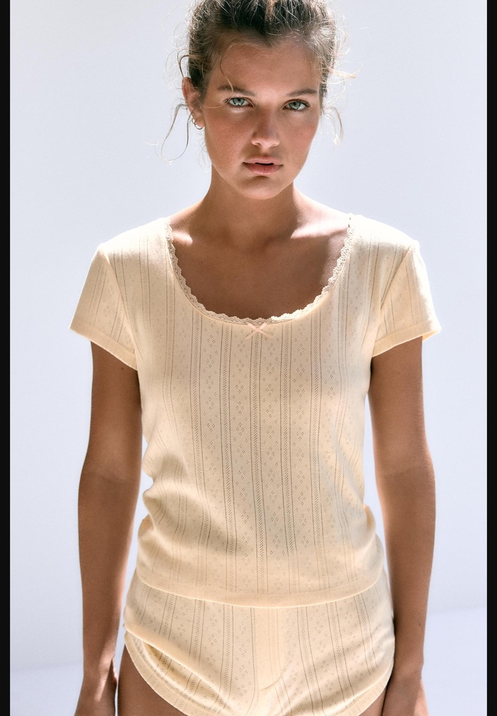 Футболка pointelle с кружевной отделкой ZARA 1223/828
