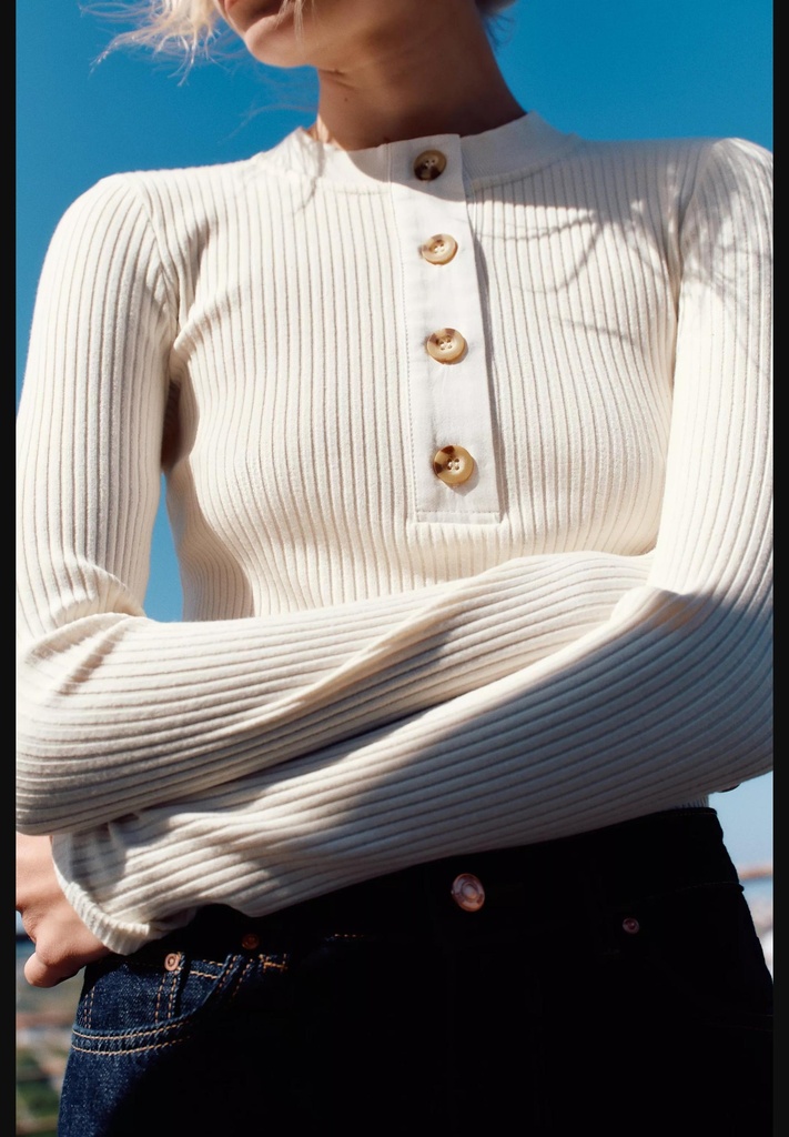 Футболка в рубчик в стиле рустик ZARA 4770/643