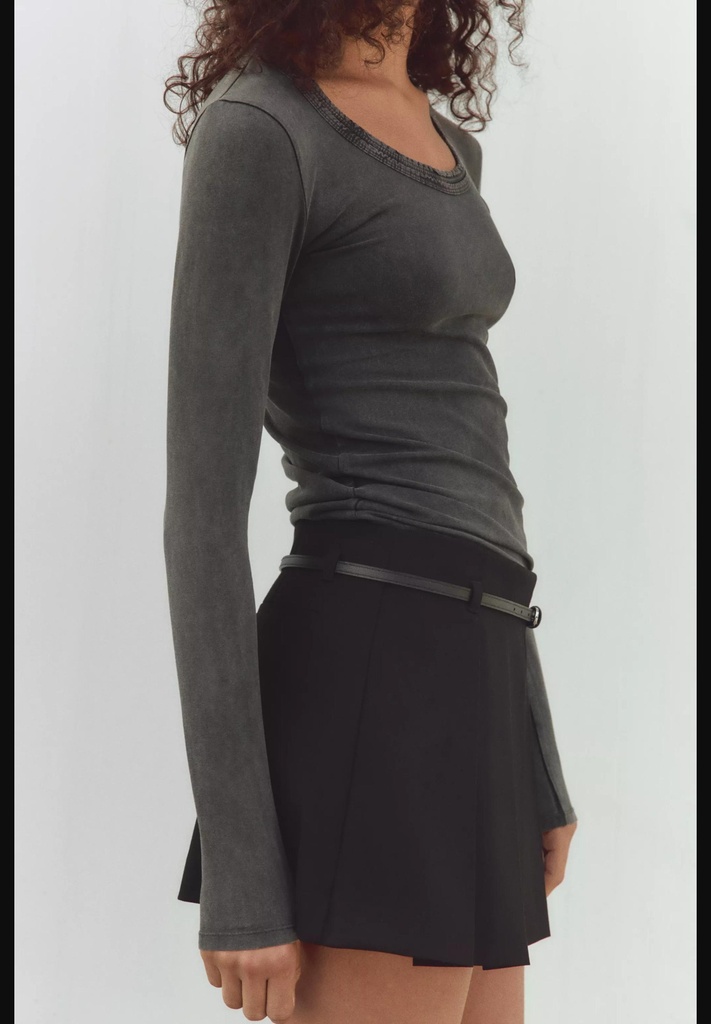 Футболка с круглым вырезом и эффектом стирки ZARA 0085/864
