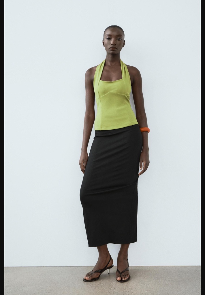Эластичный топ на бретелях со сборкой ZARA 3644/320