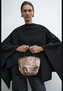 Кожаная мини-сумка-ведро с животным принтом из кожи ZARA 1736/256