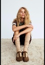 Замшевые туфли для балерины с пряжками и разрезом ZARA 3536/410