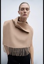 Асимметричная шерстяная накидка с бахромой ZARA 0787/202